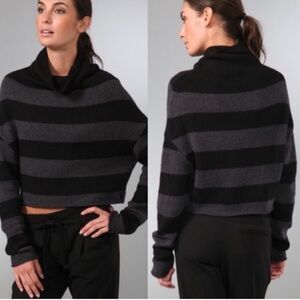 Vince Black and Gray Striped Turtleneck Sweater